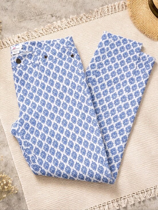 Vineyard Vines Denim - Vineyard Vines Gustavia Blue & White Printed Slim Leg Jeans